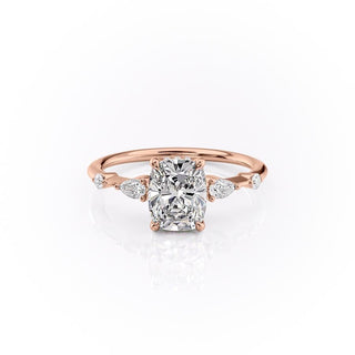 2.0 CT Elongated Cushion Cut Hidden Halo Moissanite Engagement Ring - Barbara Maison 