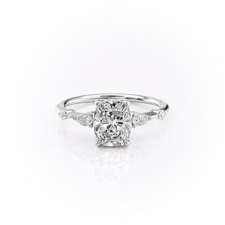 2.0 CT Elongated Cushion Cut Hidden Halo Moissanite Engagement Ring - Barbara Maison 