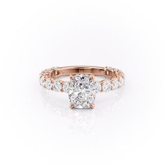 2.0 CT Elongated Cushion Cut Hidden Halo Pave Moissanite Engagement Ring - Barbara Maison 