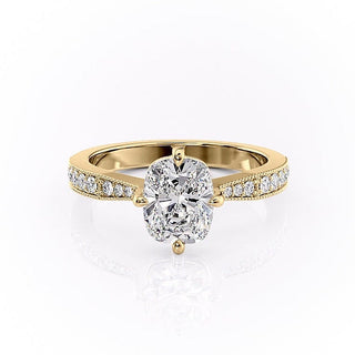 2.0 CT Elongated Cushion Cut Solitaire Channel Pave Moissanite Engagement Ring - Barbara Maison 