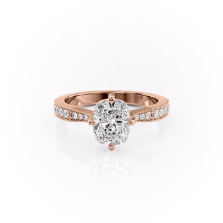 2.0 CT Elongated Cushion Cut Solitaire Channel Pave Moissanite Engagement Ring - Barbara Maison 