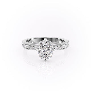 2.0 CT Elongated Cushion Cut Solitaire Channel Pave Moissanite Engagement Ring - Barbara Maison 