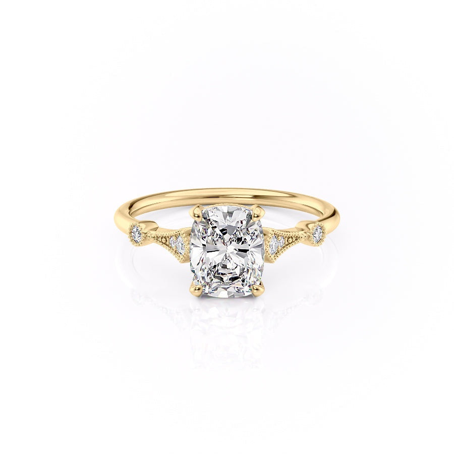 2.0 CT Elongated Cushion Cut Hidden Halo Moissanite Engagement Ring - Barbara Maison 