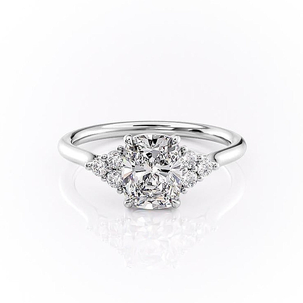 2.0 CT Cushion Cut Cluster Moissanite Engagement Ring - Barbara Maison 