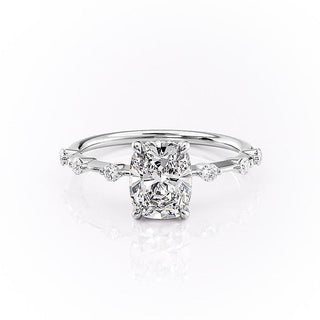 2.0 CT Elongated Cushion Cut Solitaire Dainty Style Moissanite Engagement Ring - Barbara Maison 