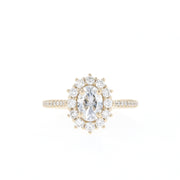 0.84 CT Oval Cut Halo & Pave Moissanite Engagement Ring - Barbara Maison 