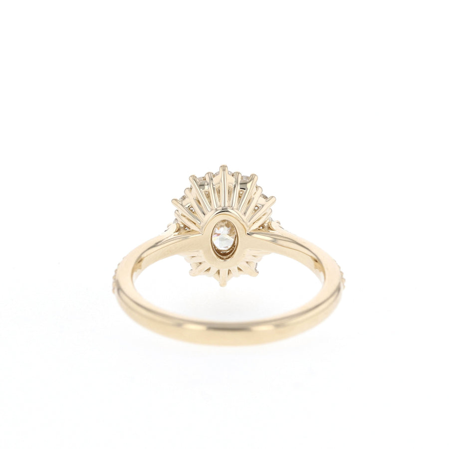 0.84 CT Oval Cut Halo & Pave Moissanite Engagement Ring - Barbara Maison 