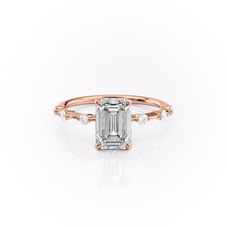 2.10 CT Emerald Cut Solitaire Dainty Style Moissanite Engagement Ring - Barbara Maison 