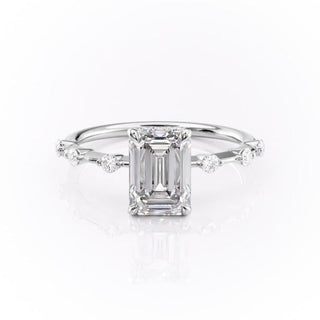 2.10 CT Emerald Cut Solitaire Dainty Style Moissanite Engagement Ring - Barbara Maison 