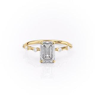 2.10 CT Emerald Cut Solitaire Dainty Style Moissanite Engagement Ring - Barbara Maison 