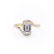 2.10 CT Emerald Cut Solitaire Bypass Setting Moissanite Engagement Ring - Barbara Maison 