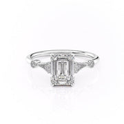 1.91 CT Emerald Cut Solitaire Milgrain Pave Set Moissanite Engagement Ring - Barbara Maison 