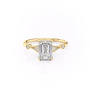 1.91 CT Emerald Cut Solitaire Milgrain Pave Set Moissanite Engagement Ring - Barbara Maison 