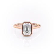 2.10 CT Emerald Cut Bezel Solitaire Moissanite Engagement Ring - Barbara Maison 