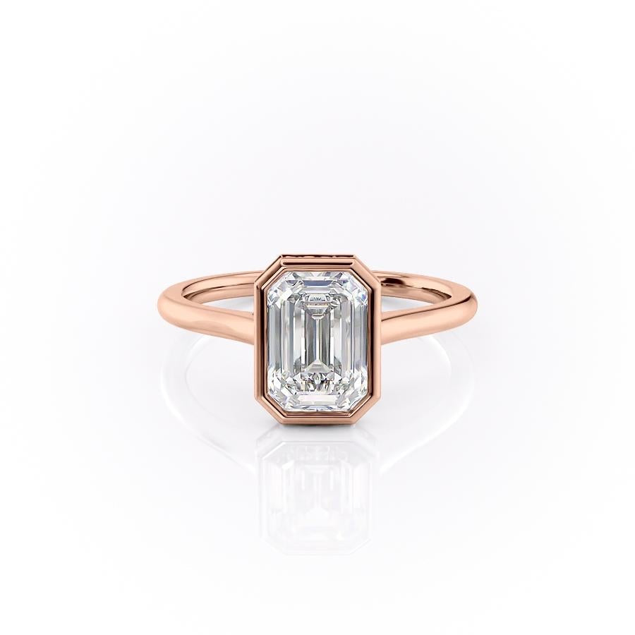 2.10 CT Emerald Cut Bezel Solitaire Moissanite Engagement Ring - Barbara Maison 