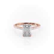 2.10 CT Emerald Cut Solitaire Pave Setting Moissanite Engagement Ring - Barbara Maison 