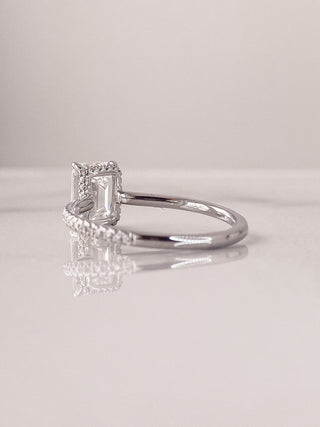 2.30 CT Radiant Cut Solitaire Hidden Halo/ Pave Setting Moissanite Engagement Ring - Barbara Maison 