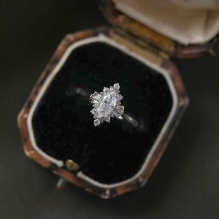 0.50 CT-1.0 CT Marquise Cut Cluster Moissanite Engagement Ring - Barbara Maison 