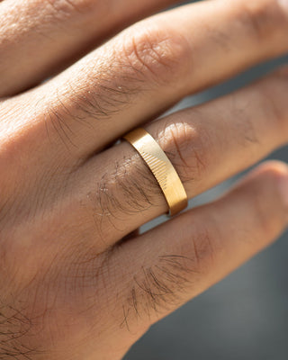 Classic Men's Wedding Band With Linear Mountains - Barbara Maison 