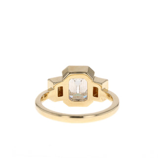 1.60 CT Emerald Cut Three Stone Moissanite Engagement Ring - Barbara Maison 