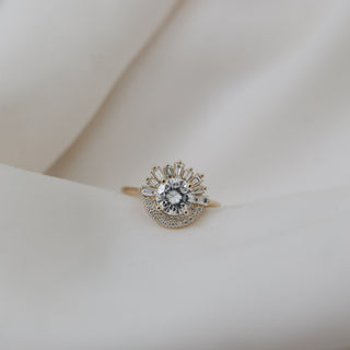 0.88 CT Round Cut Cluster Moissanite Engagement Ring - Barbara Maison 