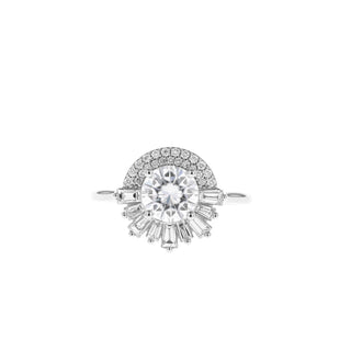 0.88 CT Round Cut Cluster Moissanite Engagement Ring - Barbara Maison 