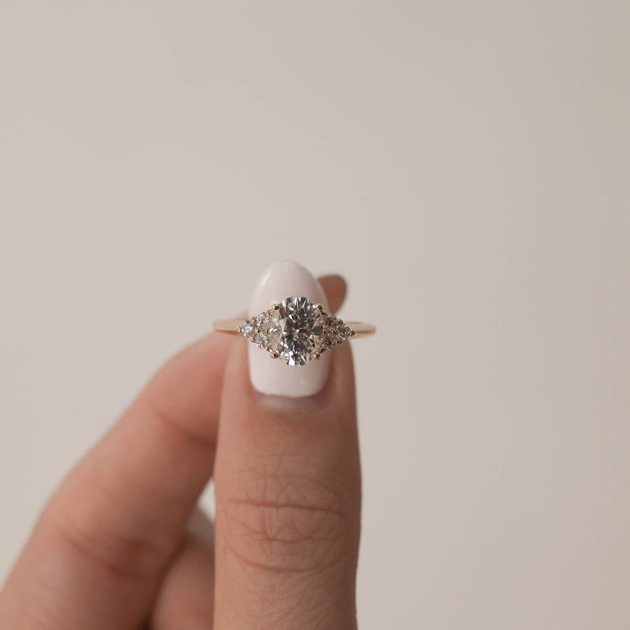 1.20 CT Oval Cut Cluster Moissanite Engagement Ring - Barbara Maison 