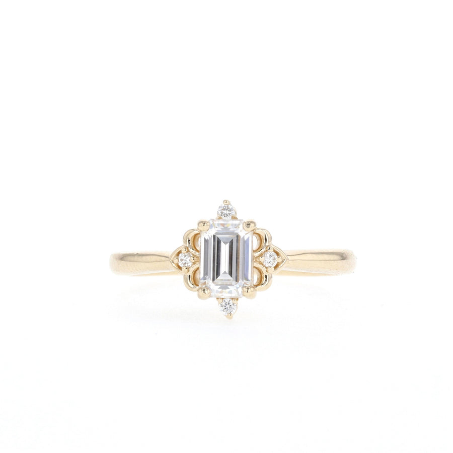 0.53 CT-1.60 CT Emerald Cut Cluster Moissanite Engagement Ring - Barbara Maison 