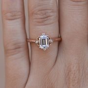 0.53 CT-1.60 CT Emerald Cut Cluster Moissanite Engagement Ring - Barbara Maison 