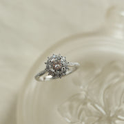 0.88 CT Round Cut Halo Moissanite Engagement Ring - Barbara Maison 