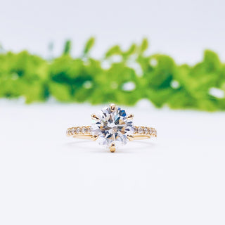 1.85 CT Round Cut Hidden Halo Pave Moissanite Engagement Ring - Barbara Maison 