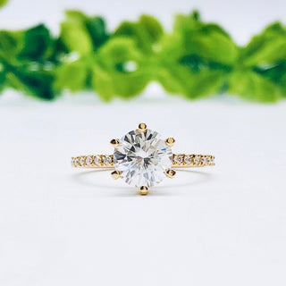 1.85 CT Round Cut Solitaire Pave Moissanite Engagement Ring - Barbara Maison 