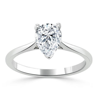 0.75 CT Pear Cut Solitaire Moissanite Engagement Ring - Barbara Maison 