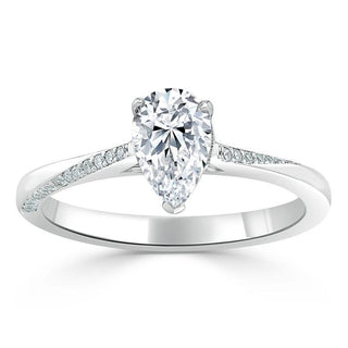 0.75 CT Pear Cut Solitaire Moissanite Engagement Ring - Barbara Maison 