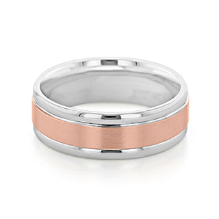 Two Tone Brushed Finish Men's Wedding band - Barbara Maison 