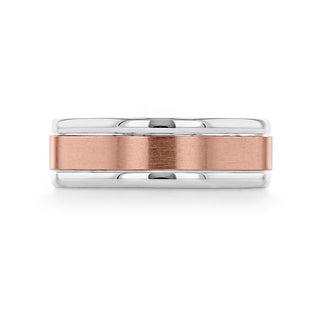 Two Tone Brushed Finish Men's Wedding band - Barbara Maison 