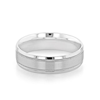 Milgrain Brushed Polish Men's Wedding Band - Barbara Maison 