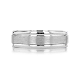 Satin-Finish White Gold Classic Men's Band - Barbara Maison 