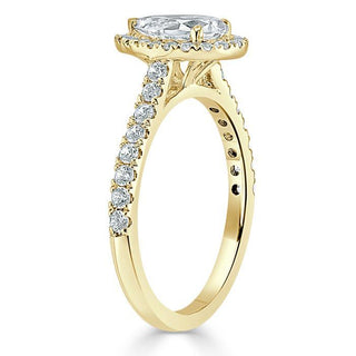 1.0 CT Pear Cut Halo Moissanite Engagement Ring With Pave Setting - Barbara Maison 