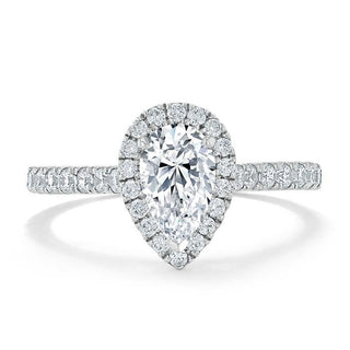 1.0 CT Pear Cut Halo Moissanite Engagement Ring With Pave Setting - Barbara Maison 