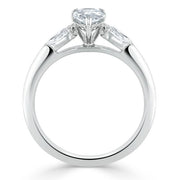 1.0 CT Pear Cut Moissanite Three Stone Engagement Ring - Barbara Maison 