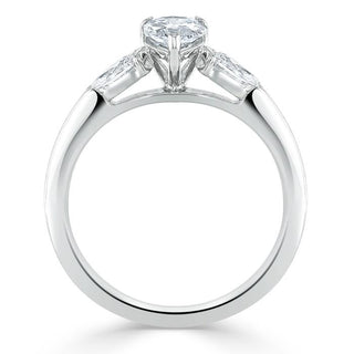 1.0 CT Pear Cut Moissanite Three Stone Engagement Ring - Barbara Maison 