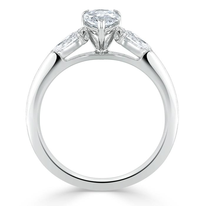 1.0 CT Pear Cut Moissanite Three Stone Engagement Ring - Barbara Maison 