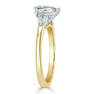 1.0 CT Pear Cut Moissanite Three Stone Engagement Ring - Barbara Maison 