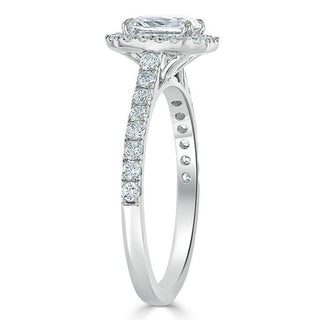 1.0 CT Radiant Cut Halo Pave Setting Moissanite Engagement Ring - Barbara Maison 