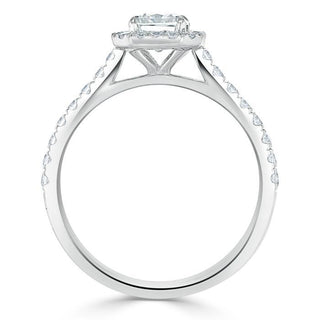 1.0 CT Radiant Cut Halo Pave Setting Moissanite Engagement Ring - Barbara Maison 