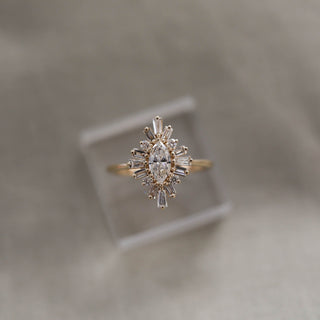 0.47 CT Marquise Cluster Moissanite Engagement Ring - Barbara Maison 