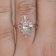 0.47 CT Marquise Cluster Moissanite Engagement Ring - Barbara Maison 