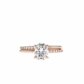 0.84 CT-2.72 CT Oval Cut Solitaire Moissanite Bridal Ring Set - Barbara Maison 