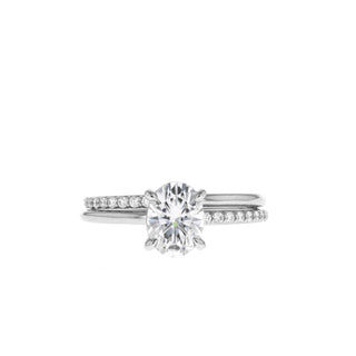 0.84 CT-2.72 CT Oval Cut Solitaire Moissanite Bridal Ring Set - Barbara Maison 